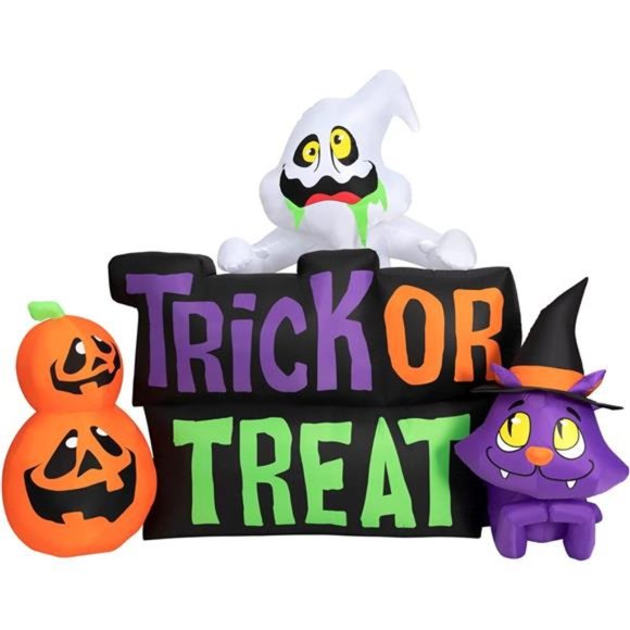 Halloween Inflatable Large 9 ft Trick or Treat - Internal Lights & Built-in Fan